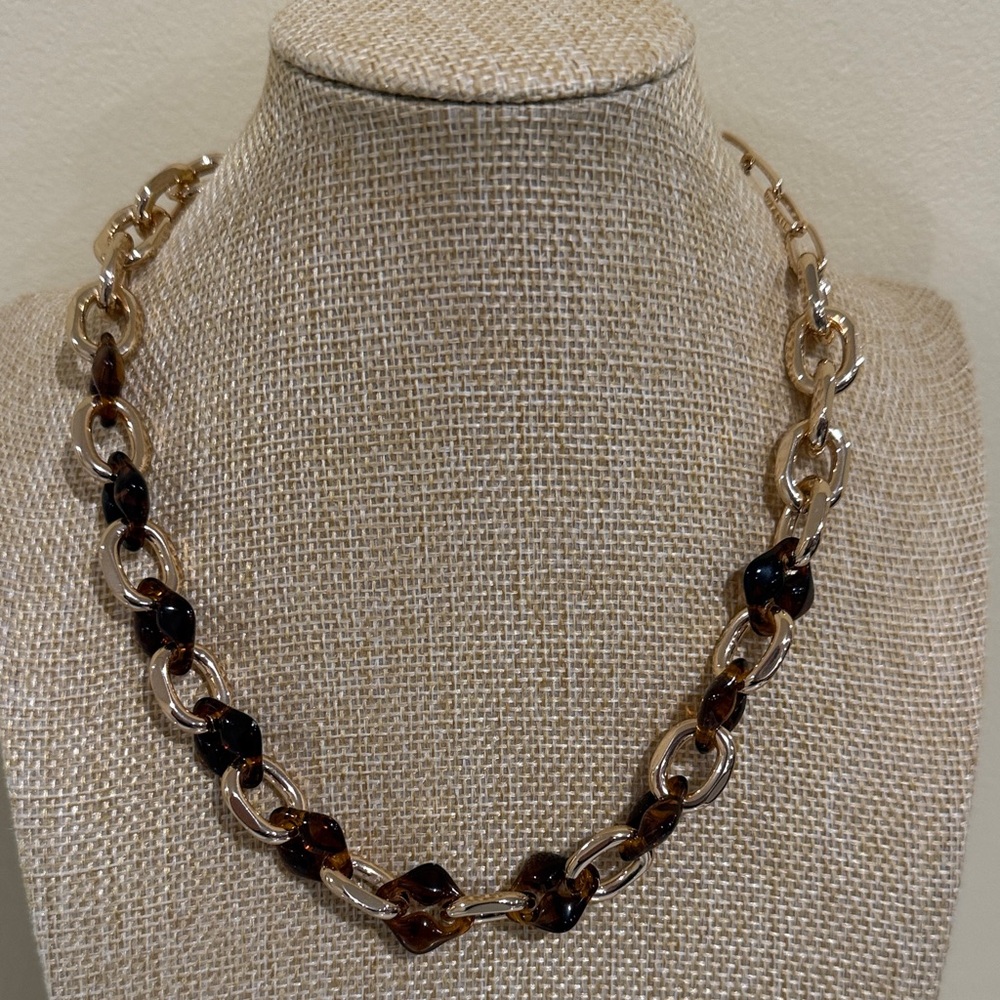 Time and Tru Gold-Tone Chain Necklace with Tortoiseshell Links